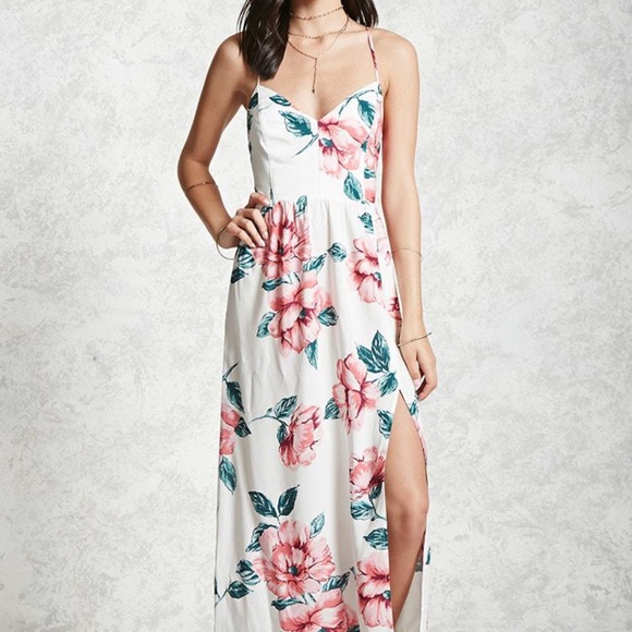 Forever 21 Dresses & Skirts - Forever 21 Floral open back lace up maxi dress
